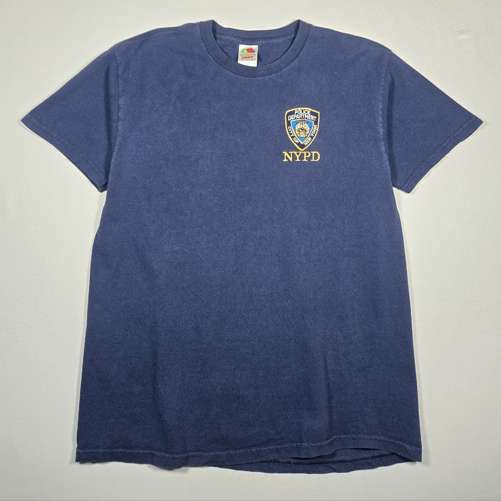 Vintage 90s Y2K NYPD Police Shirt Fruit of the Loom Heavy Embroidered Logo L